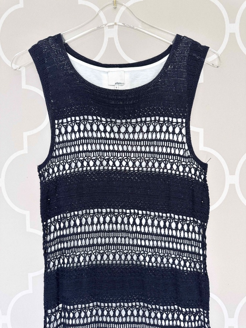 NWT 3.1 Phillip Lim Hand Crochet Navy with Silver Metallic Medallions L - Picture 3 of 10